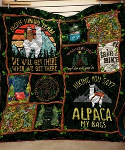 Alpaca Sloth Hiking Team We Will Get There When We Get There Quilt Bedding Set Blanket