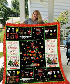 All I Want For Christmas Is Wine Quilt Bedding Set Blanket