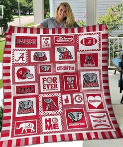 Alabama Crimson Tide 2 Blanket Quilt Bedding Set Bedroom Decor, Gifts for Family