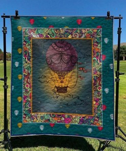 Air Balloon Personalized Quilt Bedding Set, Great for Bedroom Decoration and Family Gifts