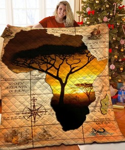 African Map Quilt Blanket Bedding Set, Perfect for Bedroom Decor and Family Gifts