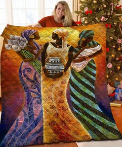 African Girl Custom Quilt Bedding Set - Great for Bedroom Decor and Family Gifts