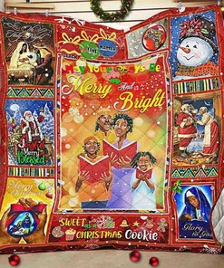African American Christmas Personalized Quilt Bedding Set for Home Decoration, Gifts for Family