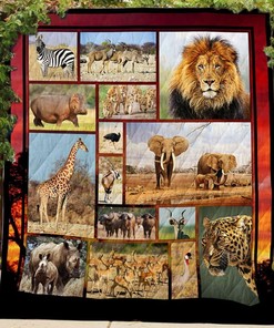 Africa Wildlife-Patterned Quilt Bedding Set - Gifts for Family and Bedroom Decor