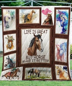 Add Your Personal Flair to Your Bedroom with Customizable Horse Quilt Bedding Set, Gifts for Family