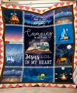 Add Some Adventure to Your Bedroom with Personalized Camping Quilt Bedding Set