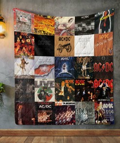 AC/DC Album Covers Personalized Quilt Bedding Set for Bedroom Decor or Picnic, Gifts for Family