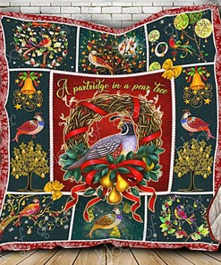 A Partridge In A Pear Tree Quilt Blanket Bedding Set Perfect for Bedroom Decor and Family Gifts
