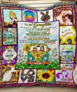 To My Daughter Hippie Flower Personalized Quilt Bedding Set for Family Gifts