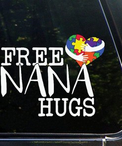 Free Nana Hug Puzzle Heart Car Decals - Autism Awareness Puzzle Vinyl Sticker for Car Door and Window