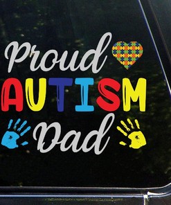 Proud Autism Dad Car Stickers - Autism Awareness Puzzle Piece Support Decals