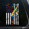 American Flag Autism Car Decal - Puzzle Ribbon Stickers for Car Door and Window