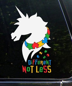 Different Not Less Autism Horse Car Stickers - Autism Awareness Puzzle Piece Support Decals