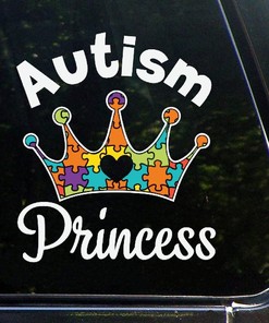 Autism Princess Car Stickers - Autism Princess Puzzle Piece Support Decal for Car Window and Door