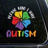 Autism Awareness Lucky Flower Car Stickers - Please Be Kind, I Have Autism Decals for Car Door and Window