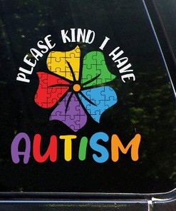 Autism Awareness Lucky Flower Car Stickers - Please Be Kind, I Have Autism Decals for Car Door and Window