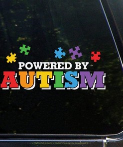 Powered by Autism Bumper Decal - Autism Awareness Puzzle Piece Support Car Stickers