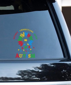 Autism Awareness Sunflower Car Decals - Accept, Understand, Love Autistic Sticker for Car Door and Window