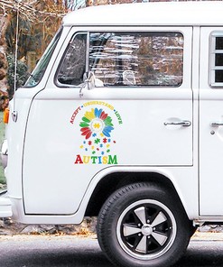 Autism Awareness Sunflower Car Decals - Accept, Understand, Love Autistic Sticker for Car Door and Window