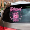 Breast Cancer Awareness Pink Ribbon Christian Cross Buterflies Vinyl Car Sticker Decal, Blessed Breast Cancer Survivor Transparent Car Decal