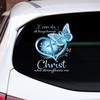 I Can Do All Things Through Christ Who Strengthens Me Prostate Cancer Awareness Decal, Prostate Cancer Suvivors Sparking Butterfly Ribbon Heart Decal