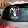 Fear Not for Jesus Lion of Judah Has Triumphed Transparent Vinyl Car Sticker, Jesus Lion Cross Car Decal for Christian God Believers Gift