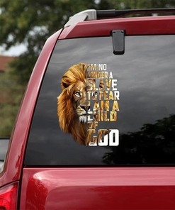 Lion Of God I'm No Longer A Slave To Fear I Am A Child Of God Car Decal Sticker, Judah Lion And Jesus Car Side Door And Rear Window Decal