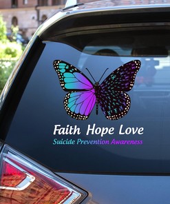 Suicide Prevention Awareness Butterfly Faith Hope Love Car Sticker Decal, Suicide Prevention Awareness Vinyl Decal