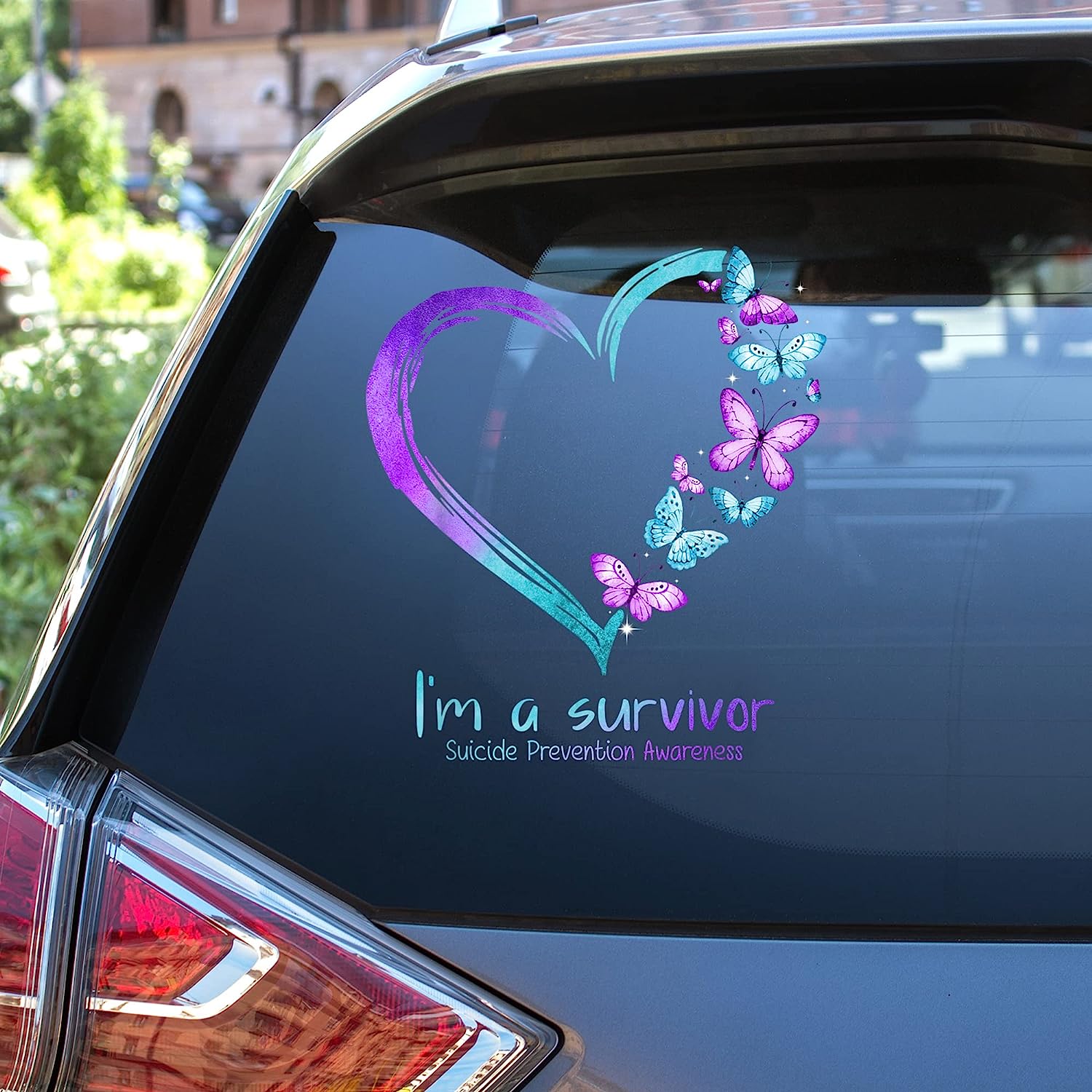thumbnail image 2 of Cute Butterfly Heart Vinyl Decal - For Car, Laptop, Truck Window - Self-Adhesive Sticker 2 of 4