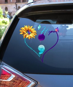 Suicide Prevention Awareness Sunflower Hope Butterfly Car Sticker Decal, Suicide Prevention Awareness Vinyl Decal
