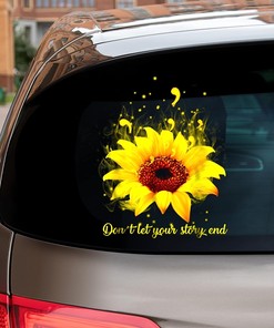 Suicide Awareness Decals - Sunflower Semicolon Don't Let Your Story End Car Decal