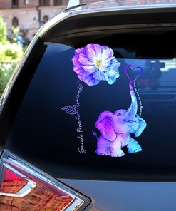 Suicide Prevention Decasl - Awareness Baby Elephant Peony No Story Should End Too Soon Car Door Windows Sticker