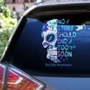Suicide Awareness Decals - Teal And Purple Ribbon Sugar Skull Face No Story Should End Too Son Car Door Sticker