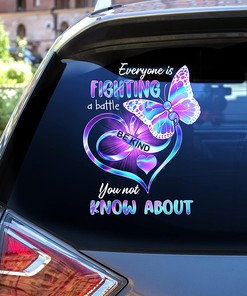 Suicide Awareness Decals -  Heart Infinity Semicolon Butterfly Everyone is Fighting A Battle Be Kind Car Door Window Sticker