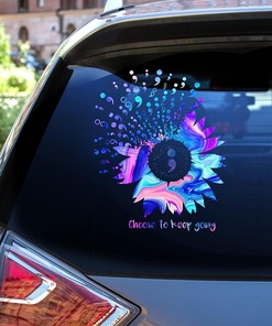 Suicide Awareness Decals - Sunflower Semicolon Choose to Keep Going Hologram Pattern Car Sticker, Suicide Prevention Awareness Vinyl Sticker
