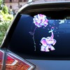 Suicide Prevention Awareness Decals - Baby Elephant Ribbon Under Peony Flower Car Decal Sticker, Suicide Prevention Awareness Car Sticker