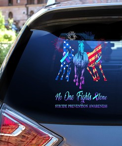 Suicide Awareness American Horse No One Fights Alone Car Decal, Happy Independence Day Horse Car Decal, Suicide Prevention Awareness Car Sticker