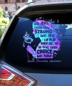 Suicide Prevention Awareness Decals - Butterfly Sunflower Car Decal, Suicide Prevention Awareness Girl Never Give Up Ribbon Stickers