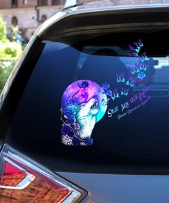 Suicide Prevention Awareness Wolf Butterfly Car Decal, Suicide Prevention Awareness Still Here Still Fighting Transperent Car Decal