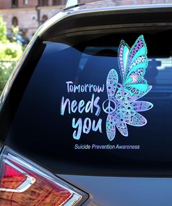 Suicide Prevention Decals - Awareness Butterfly Car Decal, Suicide Prevention Awareness Tomorrow Needs You Butterfly Car Door Sticker