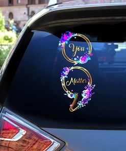 Suicide Prevention Awareness You Matter Car Decal, Suicide Prevention Awareness Semi Colon Floral Car Decal