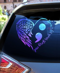 Suicide Prevention Awareness Decals Semicolon Angel Wing Don't Let Your Story End Car Door Decal Sticker