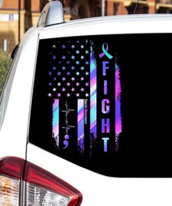 Suicide Prevention Awareness Decals American Flag Transparent Car Decal, Suicide Prevention Awareness Fight Car Door Sticker