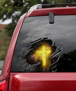 Cross American Flag Decal Car Vinyl Sticker Patriotic Christian Car Truck Door And Window Decals