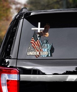 America One Nation Under God Decal Patriotic Day Independence Day Gift Car Decal Sticker