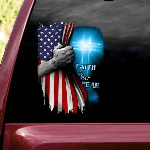 Christian Cross Faith Over Fear Jesus In Christianity Usa Flag Car ...