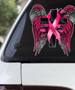 Breast Cancer Awareness Cross Angel Wings Faith Cross Sunflower Car Decal