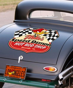 Alternative view of Personalized Speed Demon Hot Rod Woodpecker Vinyl Stickers