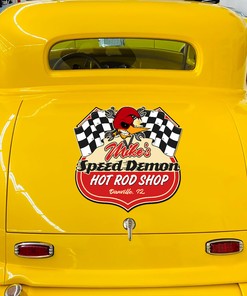 Alternative view of Personalized Woodpecker Speed Demon Vinyl Decals – Mr. Horsepower Hot Rod Stickers