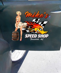 Alternative view of Personalized Hot Rod Shop Mr Horsepower Pin Up Girl Decals